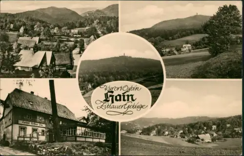 Ansichtskarte Hain-Oybin Stadt, Straßen und Gasthaus 1963