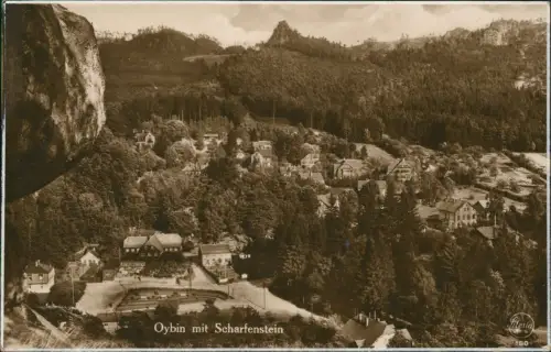 Ansichtskarte Oybin mit Scharfenstein - Fotokarte 1928