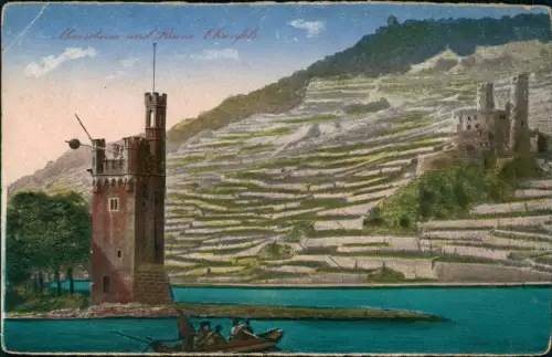 Ansichtskarte Bingen am Rhein Ruine Ehrenfels. Binger Mäuseturm 1914