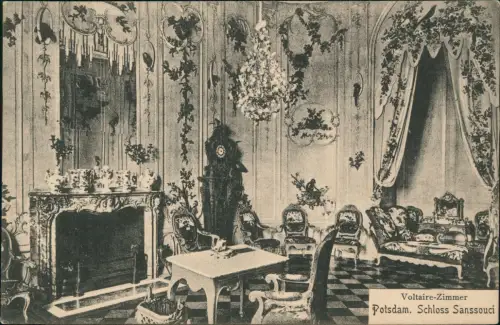 Ansichtskarte Potsdam Schloss Sanssouci Voltaire-Zimmer 1912