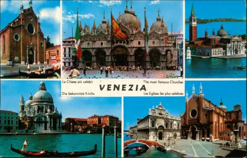 Cartolina Venedig Venezia Stadtteilansichten Mehrbild 1975