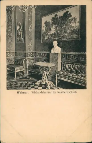Ansichtskarte Weimar Wielandzimmer im Residenzschloß. 1917
