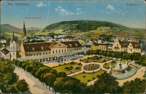 Ansichtskarte Bad Dürkheim Ruine Limburg Kurgarten 1919