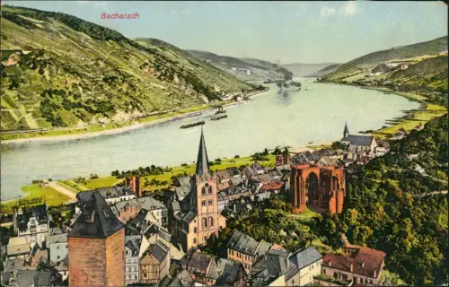 Ansichtskarte Bacharach Stadtblick - Künstlerkarte 1912