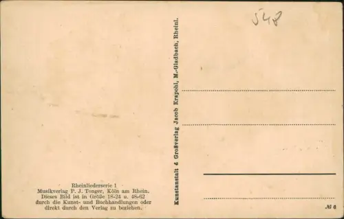 Ansichtskarte Rolandseck-Remagen Rheinlieder rh. Mädchen und Wein 1918