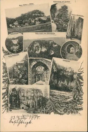 Ansichtskarte Oybin Künstler Mehrbildkarte Ortsansichten Tannen 1907
