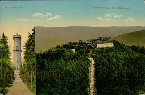Ansichtskarte Oybin Restaurant auf dem Hochwald. 2 Bild 1914