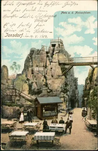 Ansichtskarte Jonsdorf Platz a. d. Nonnenfelsen. Oberlausitz 1904