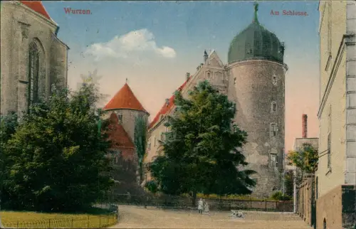 Ansichtskarte Wurzen Partie am Schloß 1918