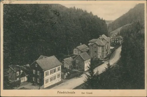 Ansichtskarte Friedrichroda Straßenpartie im Grund 1922  gel. Mischfrankatur