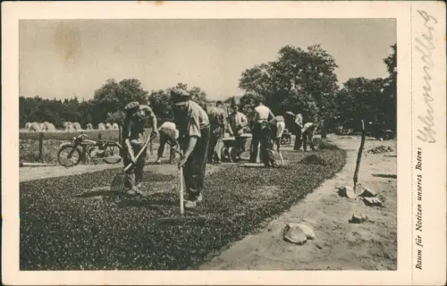 Ansichtskarte  Arbeiter an der Straße im Havelland Brandenburg 1929