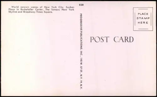 Postcard New York City 3 Bild Manhattan Rockefeller Center 1972