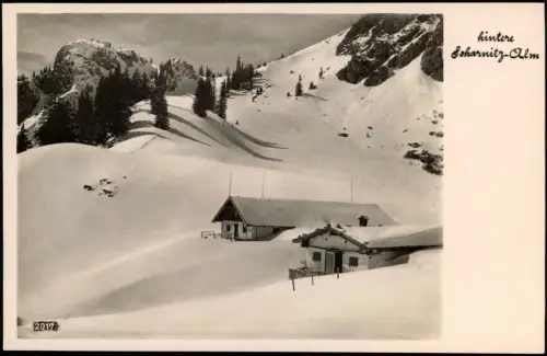 Ansichtskarte Scharnitz Tirol hintere Scharnitz-Alm im Winter 1934