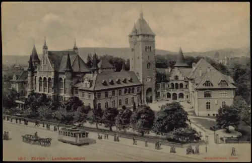 Ansichtskarte Zürich Partie am Landesmuseum 1907