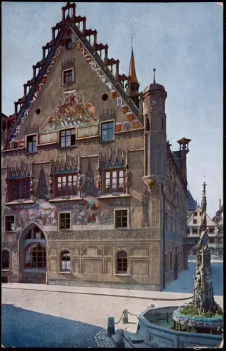 Ansichtskarte Ulm a. d. Donau Rathaus Südl. Giebel mit Fischkasten 1920