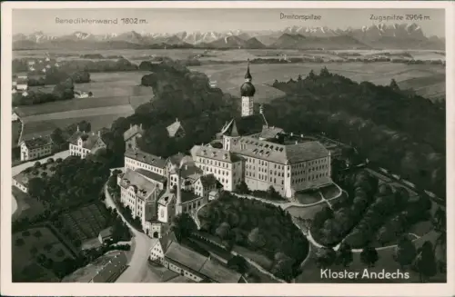 Ansichtskarte Andechs Kloster aus der Vogelschau Fotokunst 1931