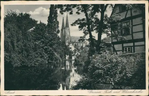 Ansichtskarte Soest Großer Teich und Wiesenkirche 1936