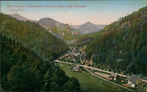 Oybin Blick von der Teufelsmühle nach dem Oybin und Hochwald. 1929