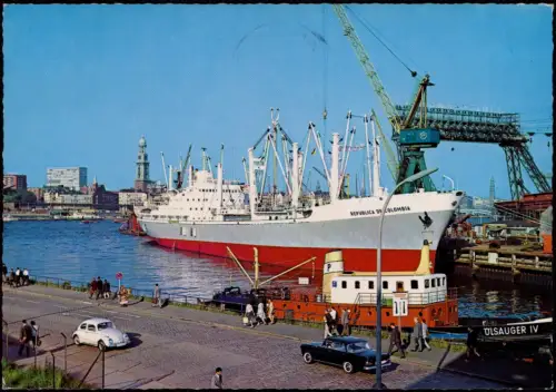 Hamburg Hafen Partie, Entladung Frachtschiff Republica de Colombia 1966