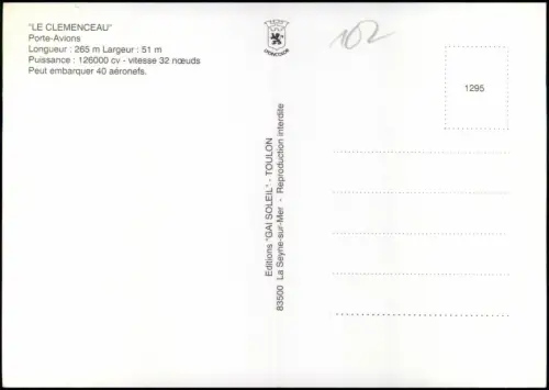 .Frankreich "LE CLEMENCEAU" (Marine Schiff Frankreich) Porte-Avions 1990