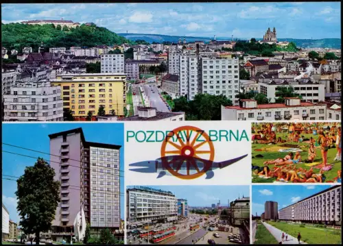 Brünn Brno Mehrbild-AK Orts-Ansichten u.a. Interhotel Continental 1971