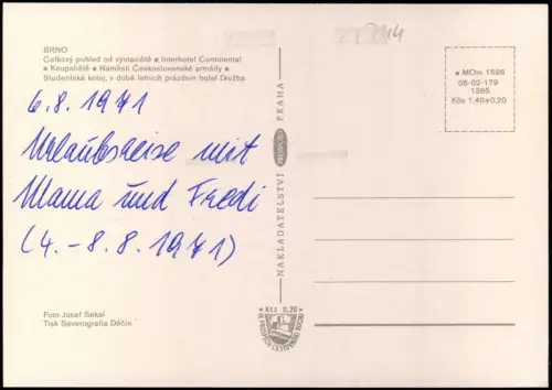 Brünn Brno Mehrbild-AK Orts-Ansichten u.a. Interhotel Continental 1971