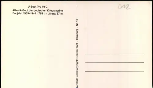 U-Boote Unterseeboot Typ VII C Atlantik-Boot der deutschen Kriegsmarine 1970