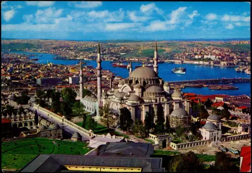 Postcard Istanbul Panorama-Ansicht mit Moschee Mosque 1991
