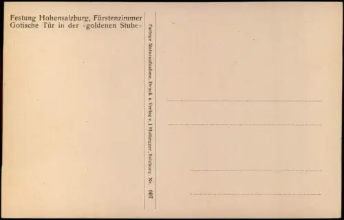 Ansichtskarte Salzburg Festung Hohensalzburg gotische Tür goldene Stube 1914
