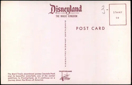 Postcard Anaheim Disneyland THE MAGIC KINGDOM Mark Twain Steamboat 1978