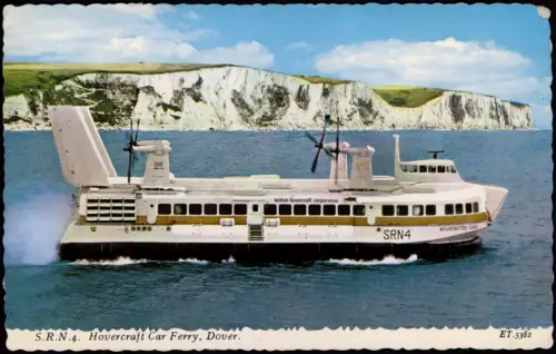 Ansichtskarte  S.R.N.4. Hovercraft Car Ferry, Dover Luftkissenboot UK 1969