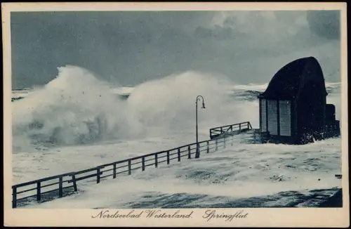 Ansichtskarte Westerland-Sylt Nordseebad Springflut Pavillon 1928