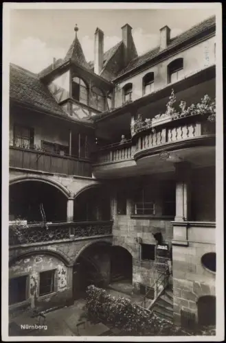 Ansichtskarte Nürnberg Historischer Hof in der Tucherstraße 20 1928