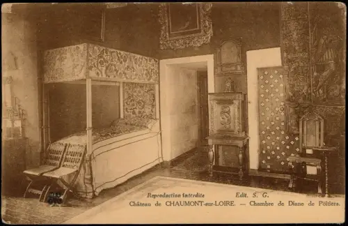 CPA Chaumont-sur-Loire Chambre de Diane de Poitiers. Chateau 1918