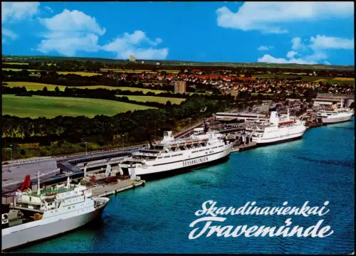 Ansichtskarte Travemünde-Lübeck Schiffe Fähren am Skandinavienkai 1980