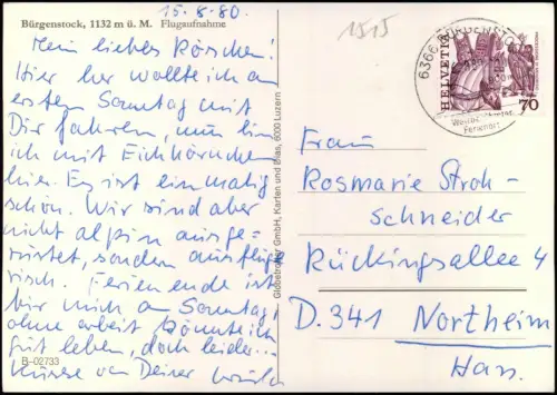 Ansichtskarte .Schweiz Bürgenstock 1132 m ü. M. Flugaufnahme Schweiz 1980