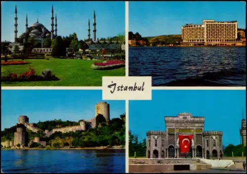 Postcard Istanbul Mehrbildkarte mit 4 Ortsansichten 1975