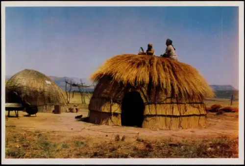 Südafrika BANTU LIFE ZULU HUT Women, Einheimische Native Scene 1975