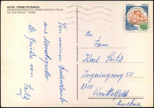 Cartolina Montegrotto Terme HOTEL TERME PETRARCA (Mehrbild-AK) 1980