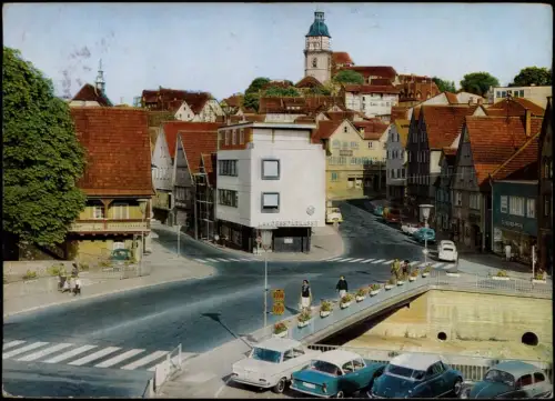 Ansichtskarte Backnang Straßen-Ansicht, Aspacher Brücke, Sparkasse 1972