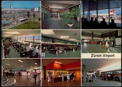 Ansichtskarte Zürich Airport Flughafen mit Innenansichten 1975