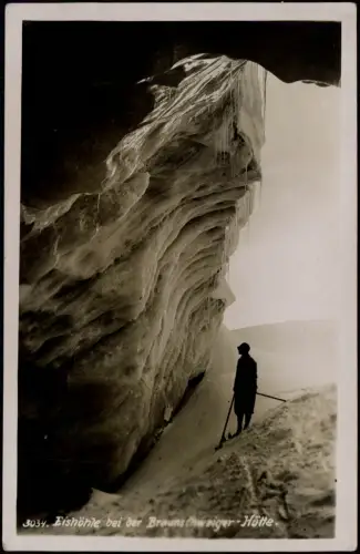 Mittelberg Vorarlberg Eishöhle bei der Braunschweiger Hütte. Skiläufer 1929