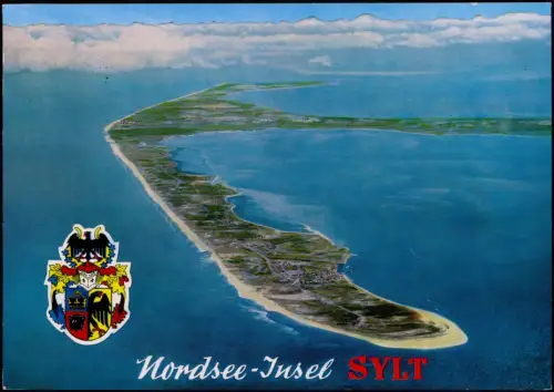 Insel Sylt Luftaufnahme Gesamtansicht der Insel v. Flugzeug aus 1978
