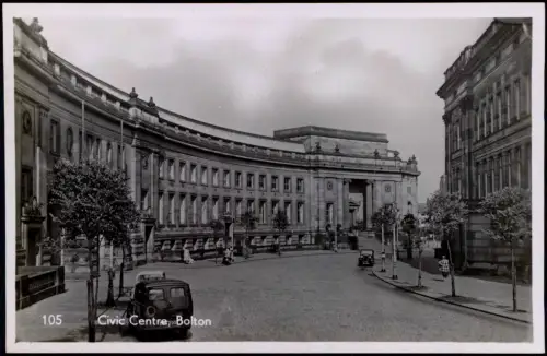 Postcard Bolton Greater Manchester Street Civic Center Fotokarte 1940