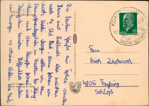 Postcard Teplitz-Schönau Teplice Platz 1972