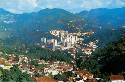 Postcard Petrópolis Blick auf Stadt und Hochhäuser 1980