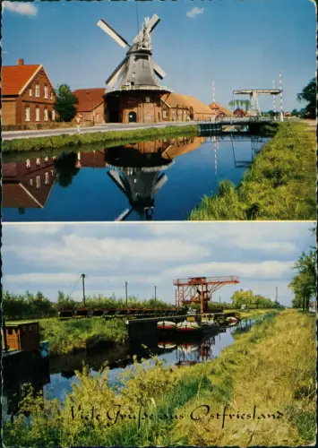 Ansichtskarte Wiesmoor 2 Bild Windmühle, Schleuse 1984