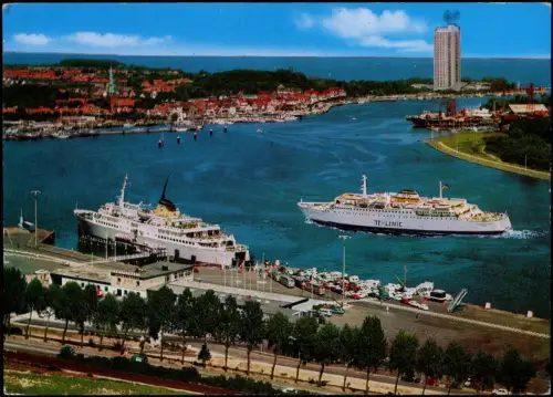Ansichtskarte Travemünde-Lübeck Luftbild Flugkarte Fähren 1981