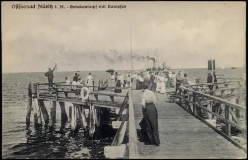 Ansichtskarte Graal-Müritz Brückenkopf mit Dampfer 1925