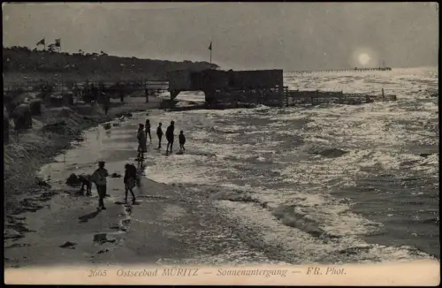 Ansichtskarte Graal-Müritz Sonnenuntergang Strand Seebrücke 1916